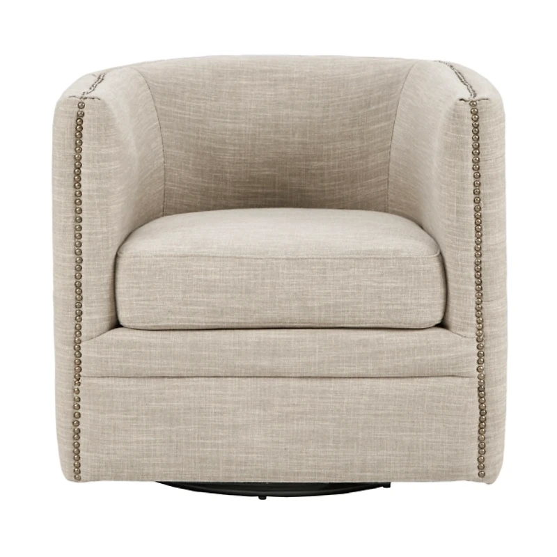 Wilson Tufted Taupe Swivel Accent Chair