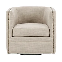 Wilson Tufted Taupe Swivel Accent Chair