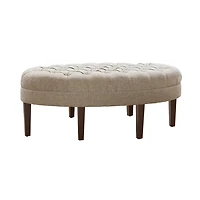 Cory Tufted Natural Linen Ottoman