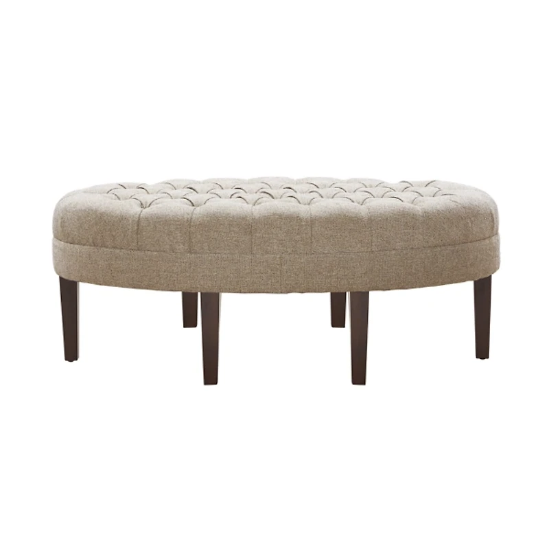Cory Tufted Natural Linen Ottoman