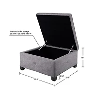 Lila Tufted Charcoal Storage Ottoman