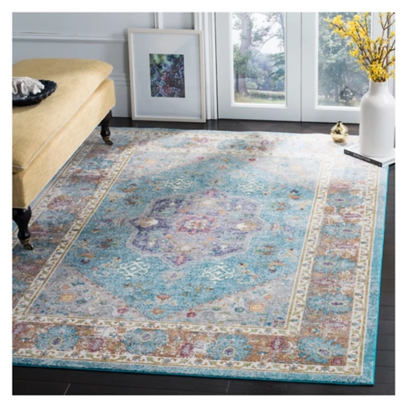 Blue Creme Arkin Transitional Area Rug