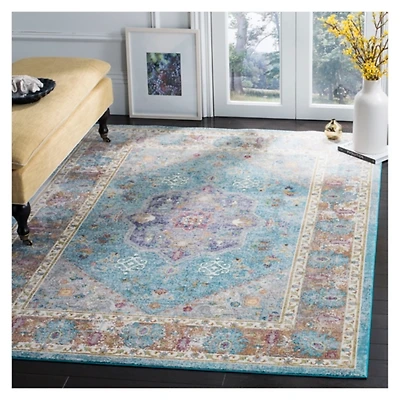 Blue Creme Arkin Transitional Area Rug, 8x10