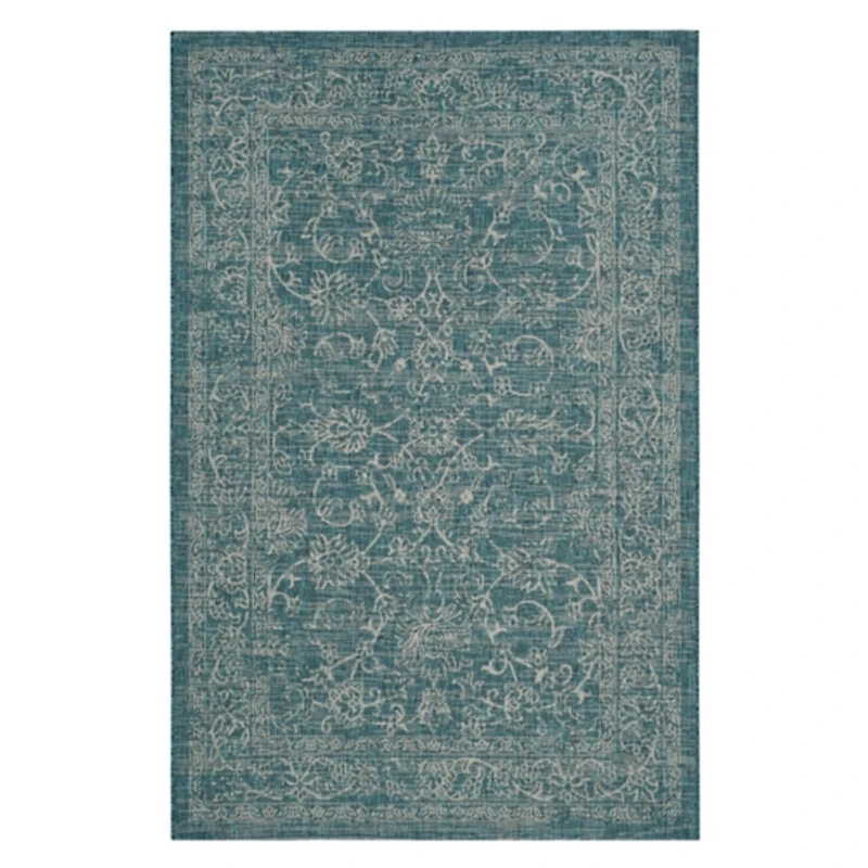 Turquoise Outdoor Transitional Area Rug, 7x10