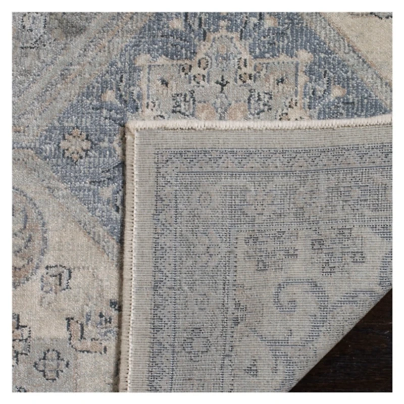 Blue and Cream Vinton Traditional Area Rug, 5x8