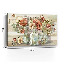 Poppies and Eucalyptus Canvas Art Print, 48x32 in.