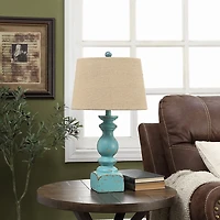 Blue Balastra Table Lamp with Square Base