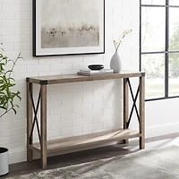 Gray Wash Farmhouse X-Frame Console Table