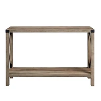 Gray Wash Farmhouse X-Frame Console Table