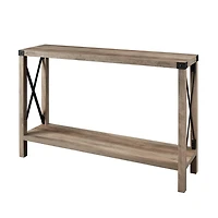 Gray Wash Farmhouse X-Frame Console Table