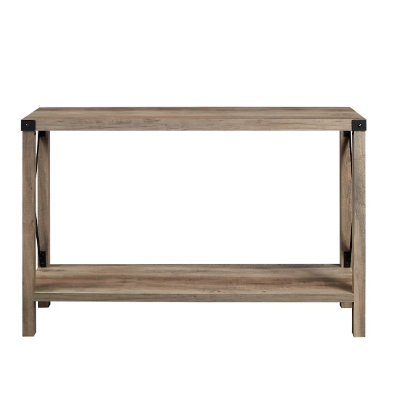Gray Wash Farmhouse X-Frame Console Table