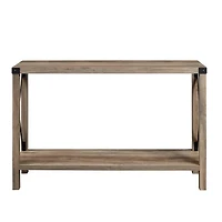 Gray Wash Farmhouse X-Frame Console Table