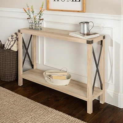 White Oak Farmhouse X-Frame Console Table