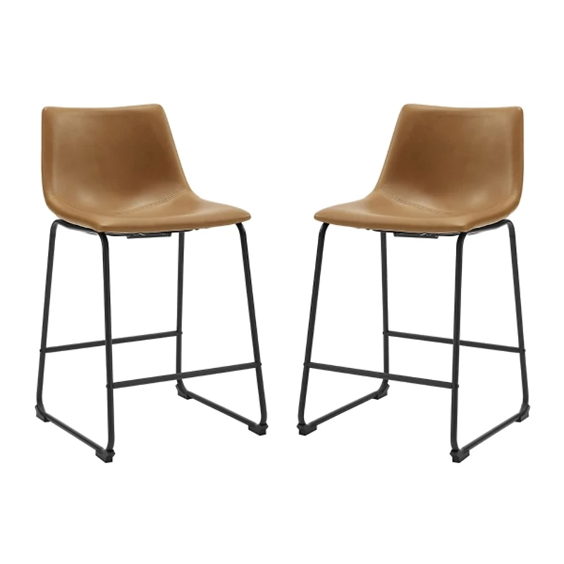 Whiskey Faux Leather Counter Stools, Set of 2