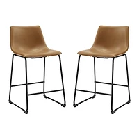 Whiskey Faux Leather Counter Stools, Set of 2