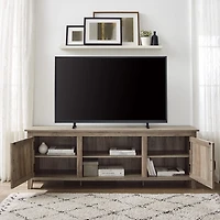 Gray Wash Wood Grooved Door TV Stand