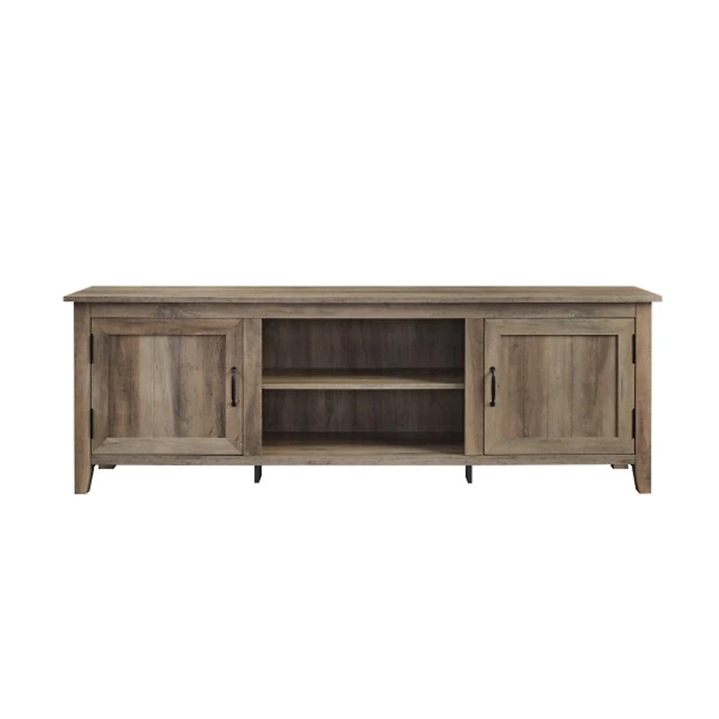Gray Wash Wood Grooved Door TV Stand