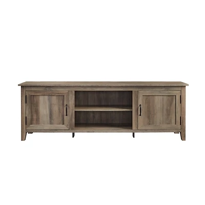 Gray Wash Wood Grooved Door TV Stand