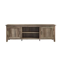 Gray Wash Wood Grooved Door TV Stand