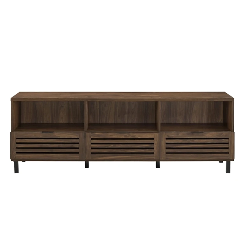 Dark Walnut Rustic Slat Door TV Stand, 70 in.