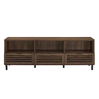 Dark Walnut Rustic Slat Door TV Stand, 70 in.