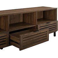 Dark Walnut Rustic Slat Door TV Stand, 70 in.