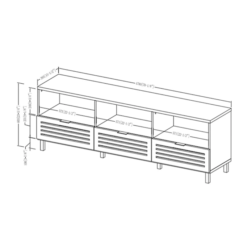 Dark Walnut Rustic Slat Door TV Stand, 70 in.