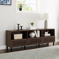 Dark Walnut Rustic Slat Door TV Stand, 70 in.