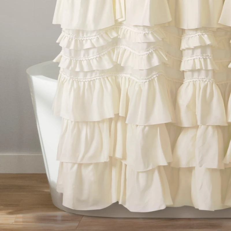 Ivory Kimmie Ruffle Shower Curtain