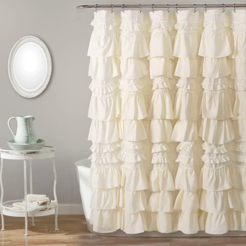 Ivory Kimmie Ruffle Shower Curtain