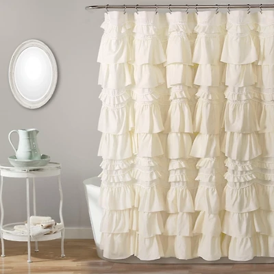 Ivory Kimmie Ruffle Shower Curtain