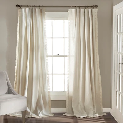 Ivory Rosalie Curtain Panel Set, 95 in.