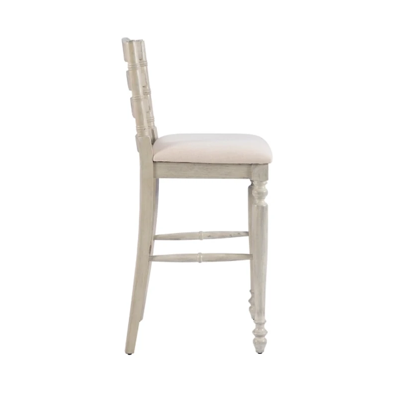 Melvin Distressed Whitewash Bar Stool