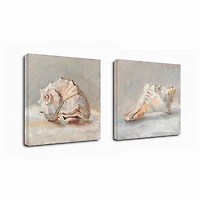 Impressionist Shell Canvas Art Prints, Set of 2
