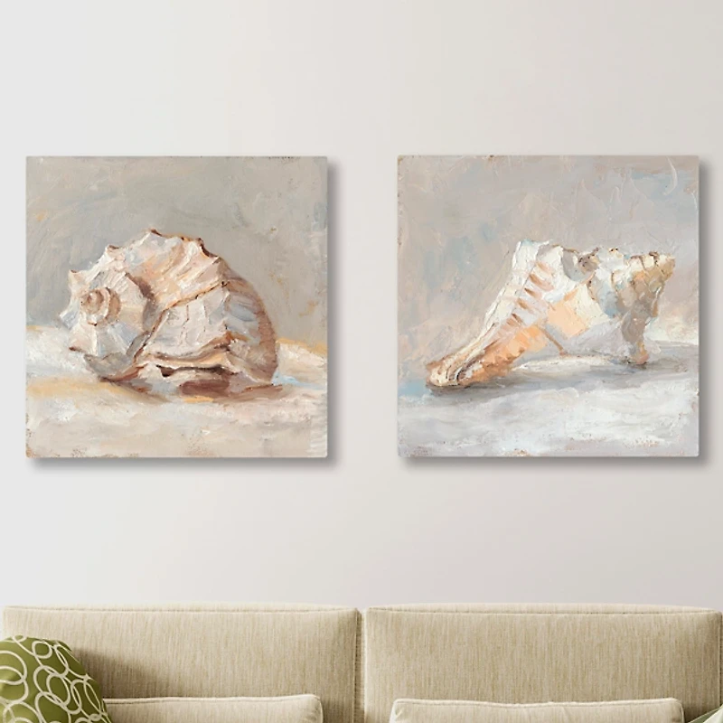 Impressionist Shell Canvas Art Prints, Set of 2