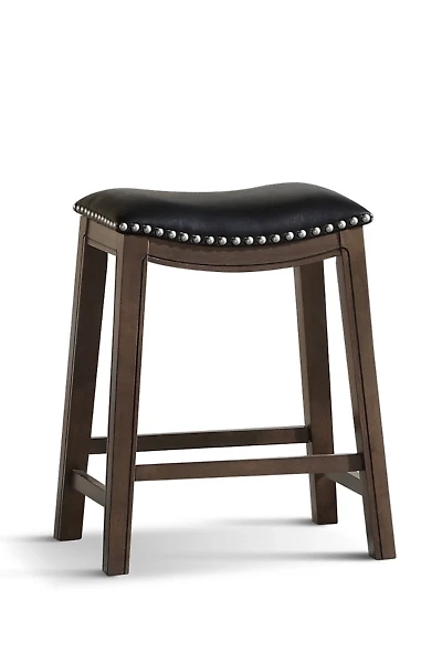 Black Ella Saddle Counter Stool with Nailhead Trim
