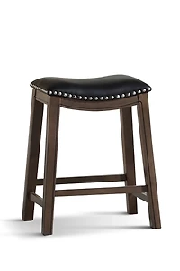 Black Ella Saddle Counter Stool with Nailhead Trim