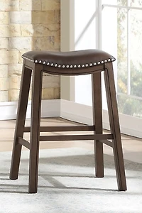 Brown Ella Saddle Bar Stool with Nailhead Trim