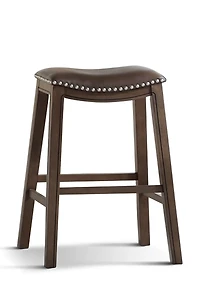 Brown Ella Saddle Bar Stool with Nailhead Trim