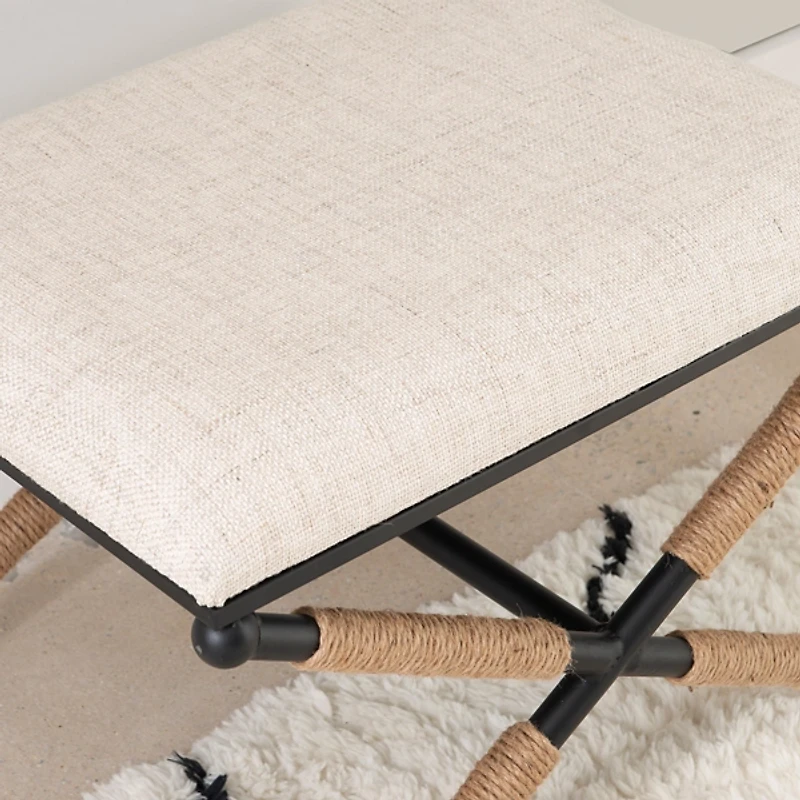 Black Metal Legs Bench with Rope Detail