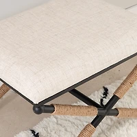 Black Metal Legs Bench with Rope Detail