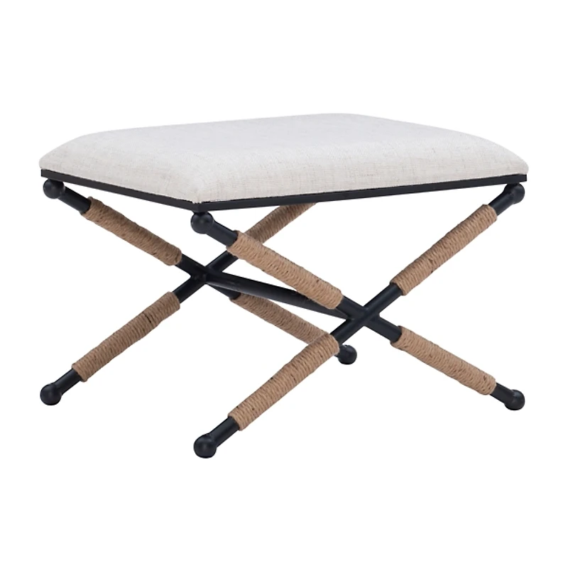 Black Metal Legs Bench with Rope Detail