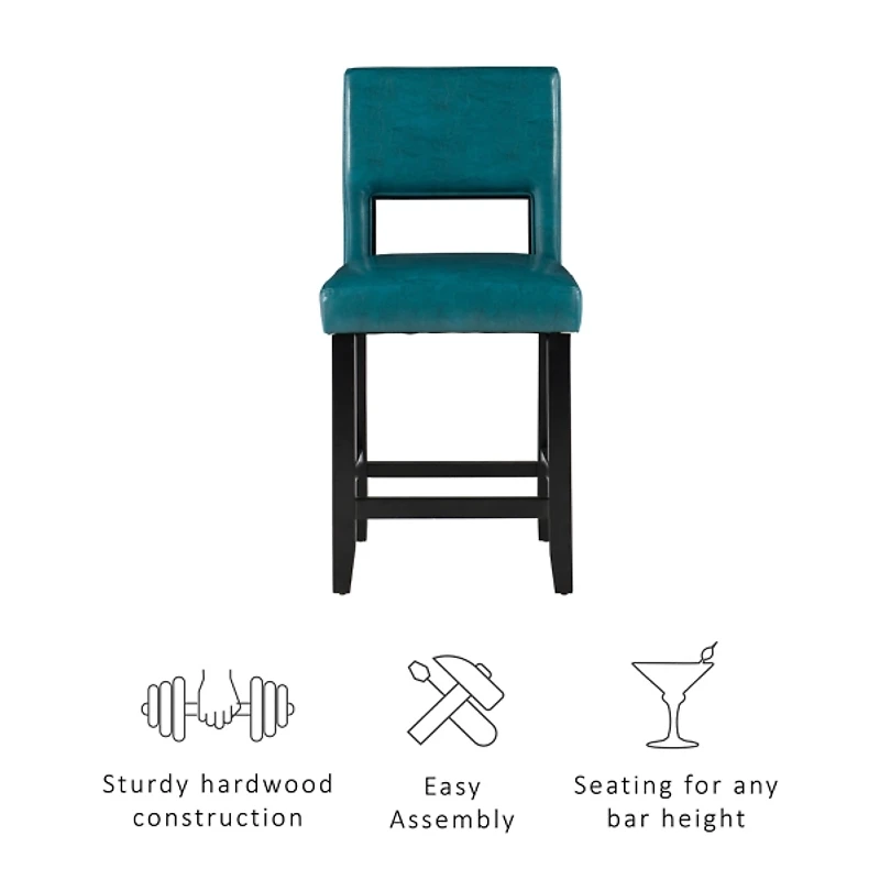 Blakely Blue Seat Counter Stool with Black Base