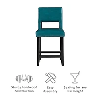 Blakely Blue Seat Counter Stool with Black Base