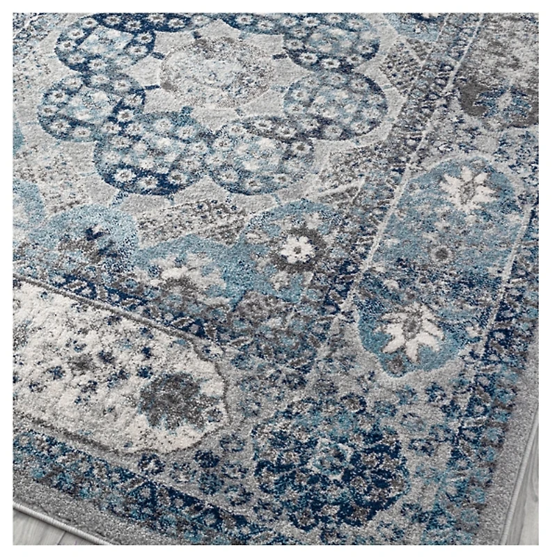 Aqua and Gray Alex Loomed Area Rug, 7x9