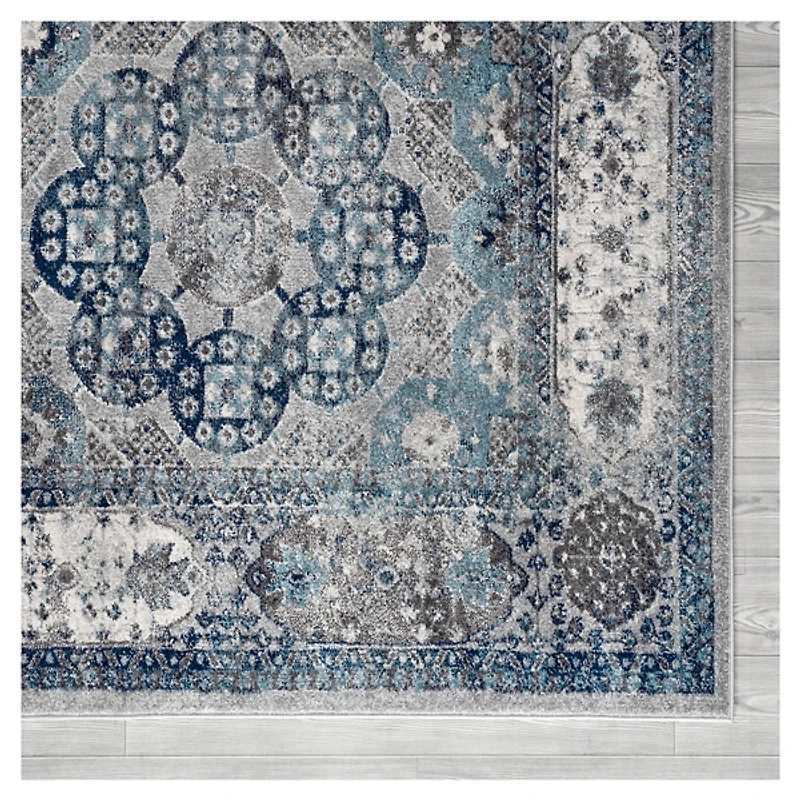 Aqua and Gray Alex Loomed Area Rug, 7x9