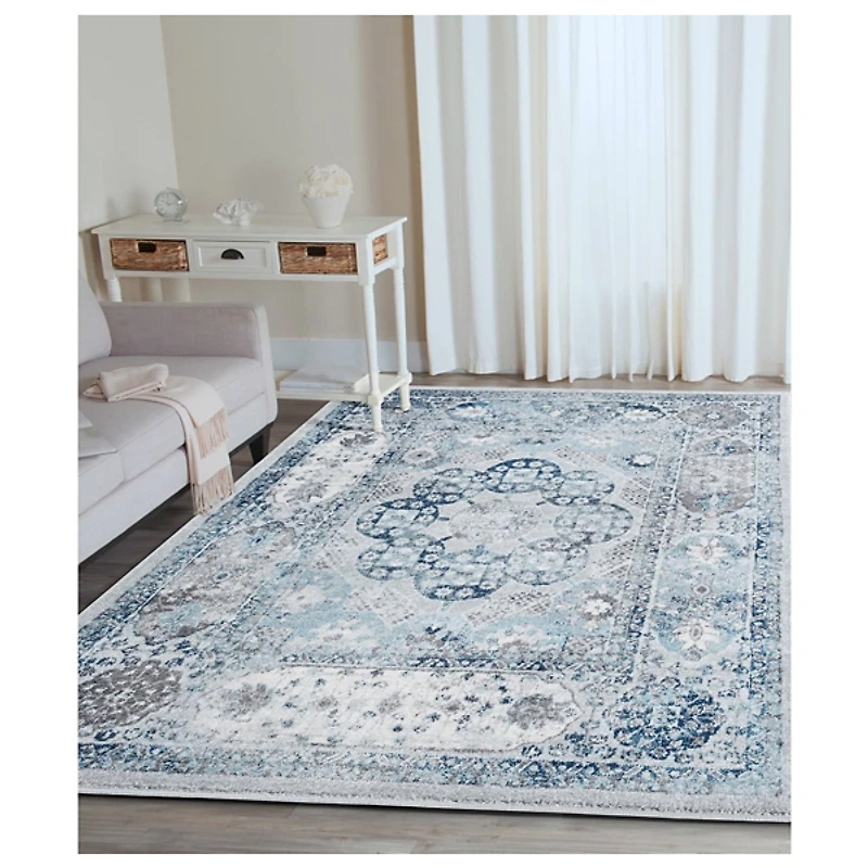 Aqua and Gray Alex Loomed Area Rug, 7x9