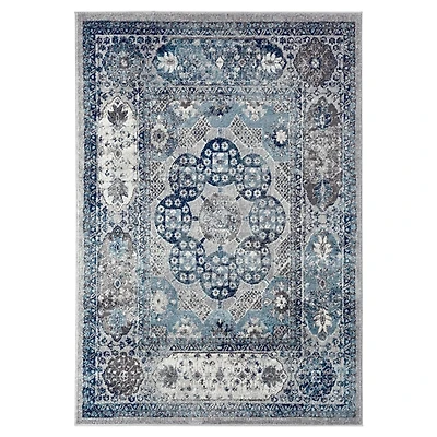 Aqua and Gray Alex Loomed Area Rug, 7x9