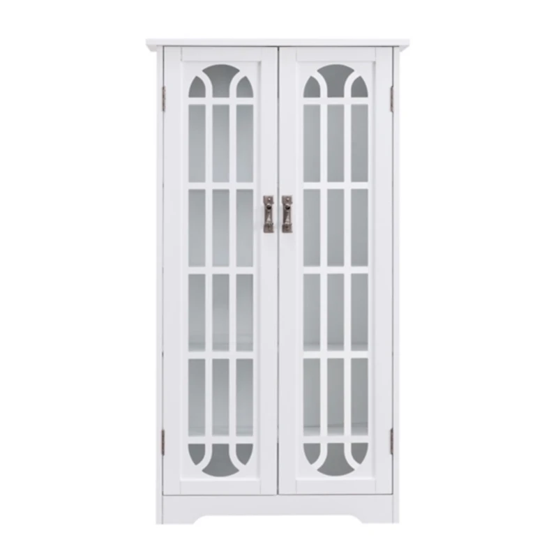 Antique White Windowpane Cabinet