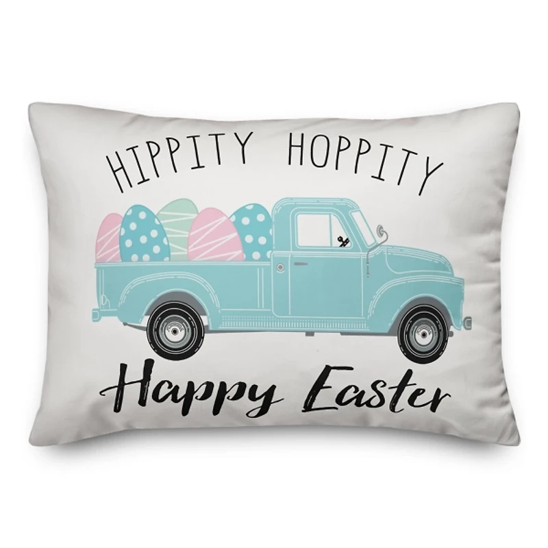 Hippity Hoppity Blue Truck Accent Pillow